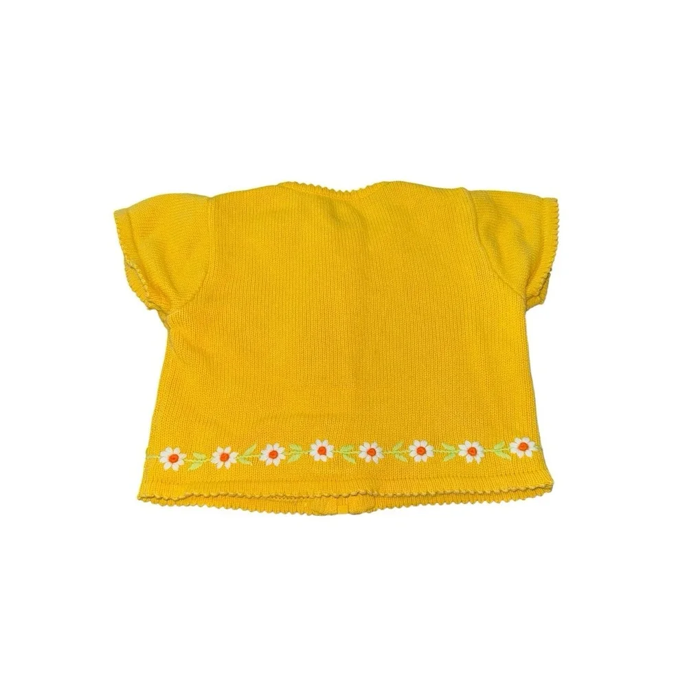 VTG Gymboree Kids Yellow Daisy Knit Zip Cardigan Sweater Embroidered READ